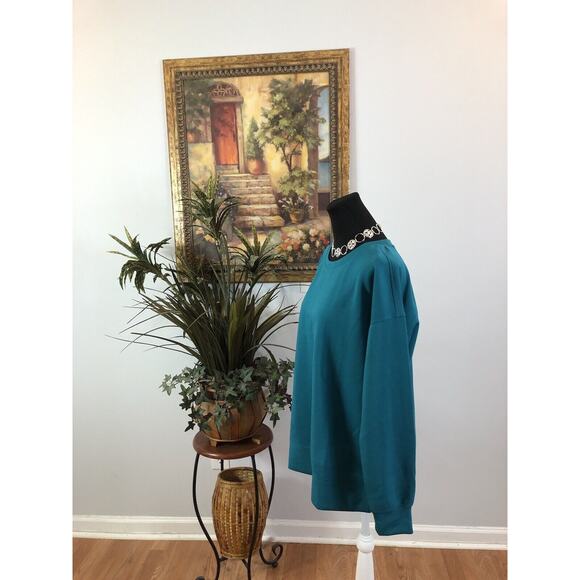 Mondetta Lady Scuba Sweatshirt Long Sleeves Large Crew Neck Verdigris Color - Picture 4 of 8